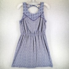 Skies are Blue Womens Navy Blue White Sleeveless Cutout Lined A-line Dress S