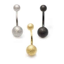 Belly Button Ring Sand Finish Ball Ends Navel Ring Body Jewelry 14G 3 Colors