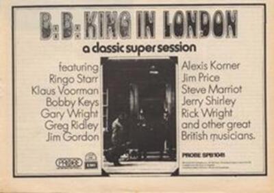 B.B.King Alexis Korner Ringo Starr Steve Marriot LP advert Time Out cutting 1971