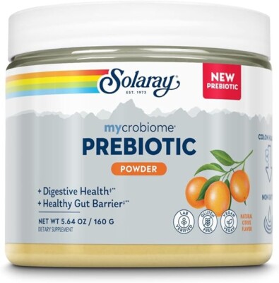 SOLARAY Mycrobiome Prebiotic Powder, Prebiotics for Women and Men, Citrus Flavor
