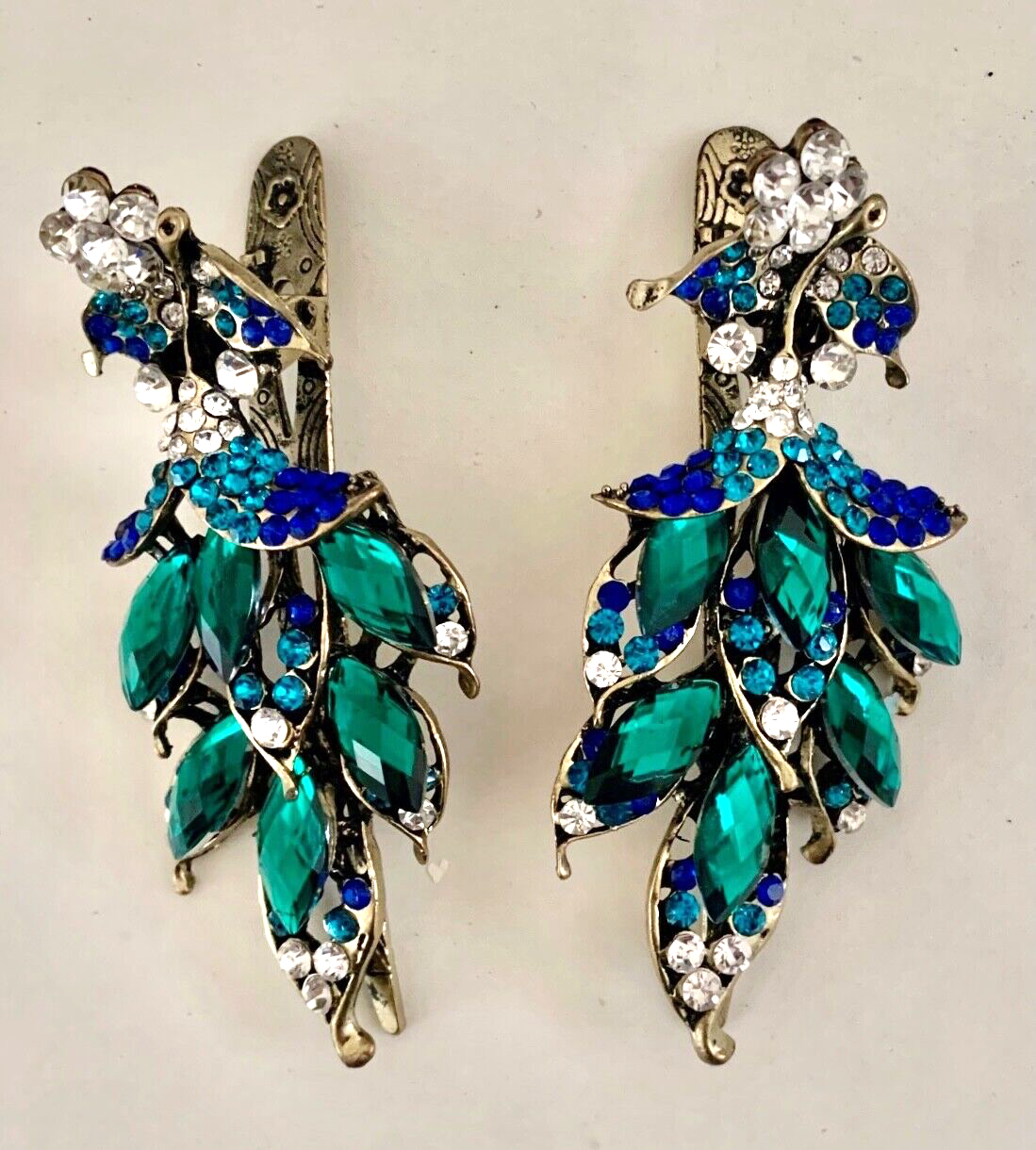Large Alligator Clips Crystal Rhinestone Hair Claw Clamp Hairpin Metal x 2