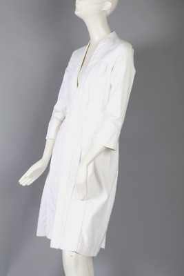 Vintage 1990s Giorgio Armani White Cotton Lab Jacket Dress