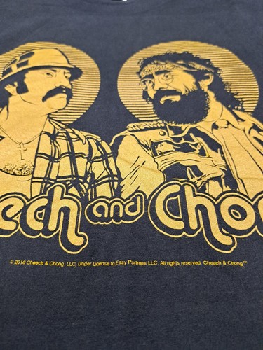 Cheech And Chong Gold Glitter Shimmer NEW Shirt Size Large Pothead Weed Friends - Picture 4 of 5