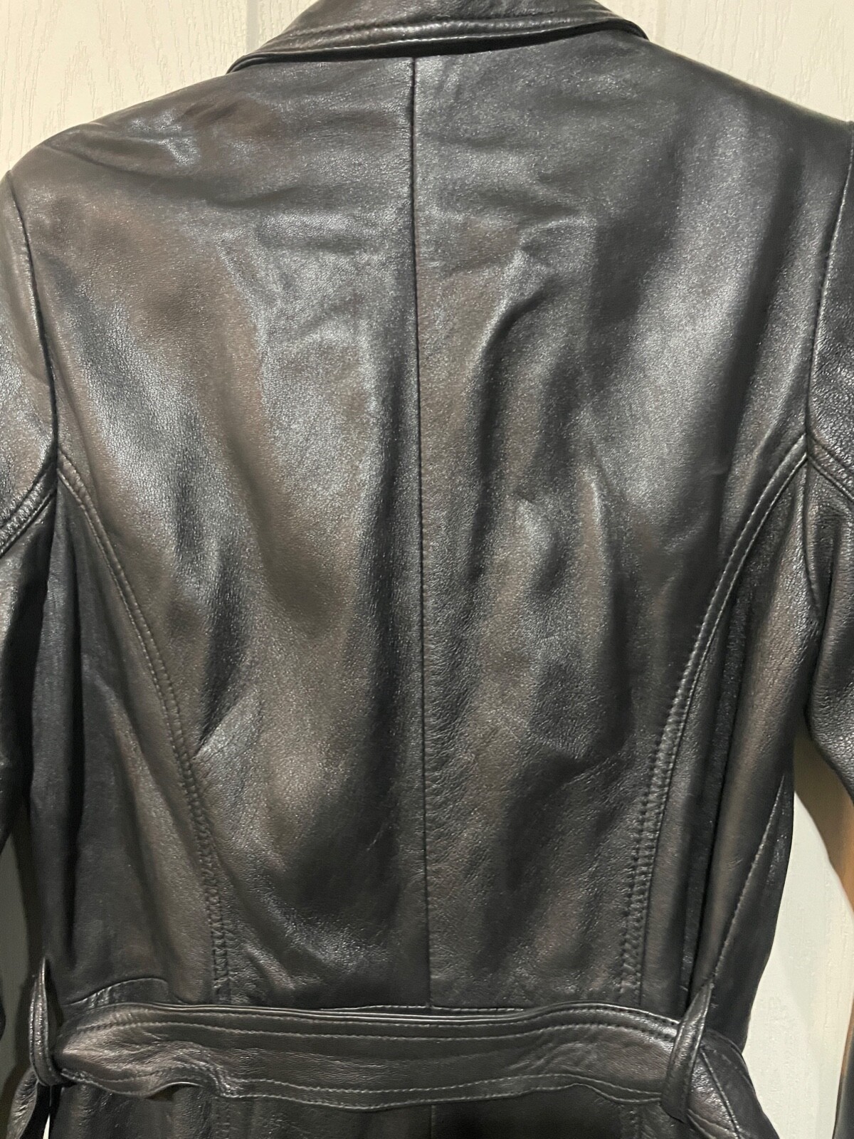 Wallace Sacks Ladies Long Black 100 Real Leather Coat Jacket Sz8 eBay