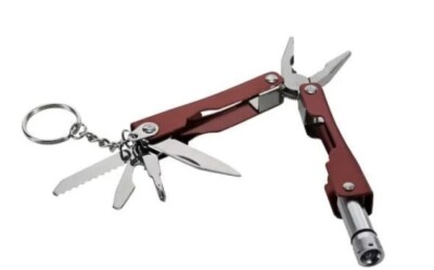 2 Key Chain Tool 7 Function Pliers Wire Knife Screwdriver Can Opener LED Light