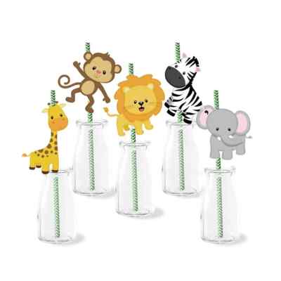 Dschungel Party Deko, Tier Strohhalme, Dschungel Safari Geburtstag Deko