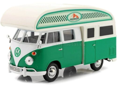 VW Volkswagen T1 Bus Type 2 - Camper Van - green / white - MotorMax 1:24 - Afbeelding 1 van 6