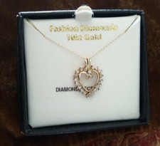 10kt Yellow Gold Diamond Heart Pendant with Chain