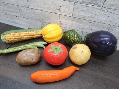 Lot 9 VTG Ceramic Porcelain Faux Vegetables - Garden Beans Corn Carrot Tomato 