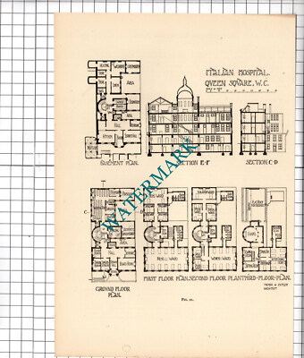 Italian Hospital Queen Square London Thomas W Cutler Architect - c.1910 Cutting