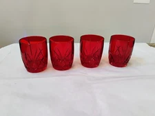 New WATERFORD Marquis BROOKSIDE Red DOUBLE OLD FASHION Glasses Set Of 4