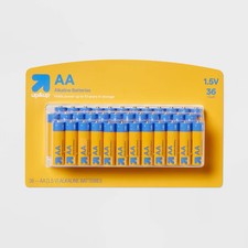 AA Batteries 36pk Alkaline Battery - up up: Household Single-Use 1.5V Batteries