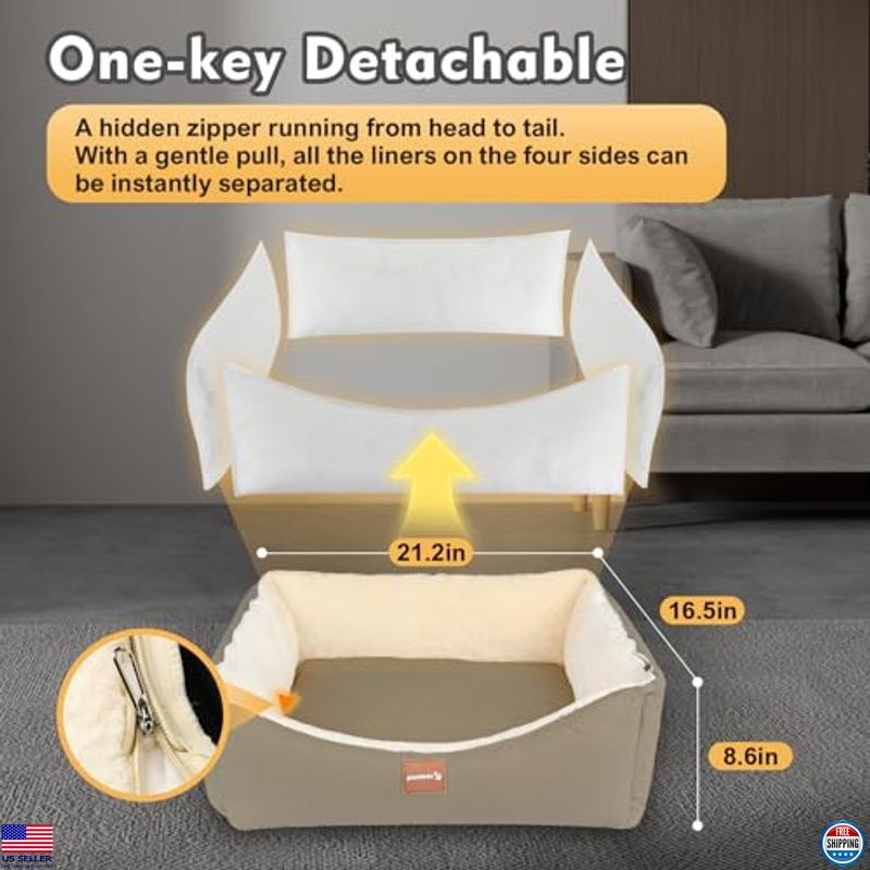 25" Calming Dog & Cat Bed - Plush Faux Fur for Medium & Small Pets, Washable