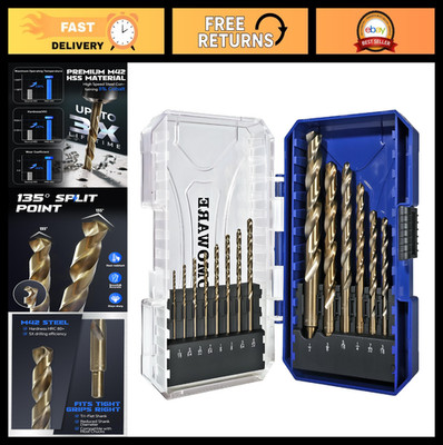 14-Piece Cobalt Drill Bit Set - High Speed Steel for Metal, Wood, Plastic & More
