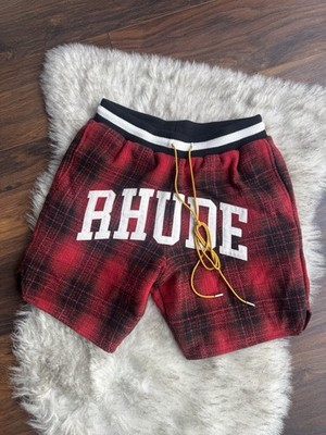 RHUDE Collegiate Tartan Logo karierte Shorts | rot | Größe XS Small Medium Large