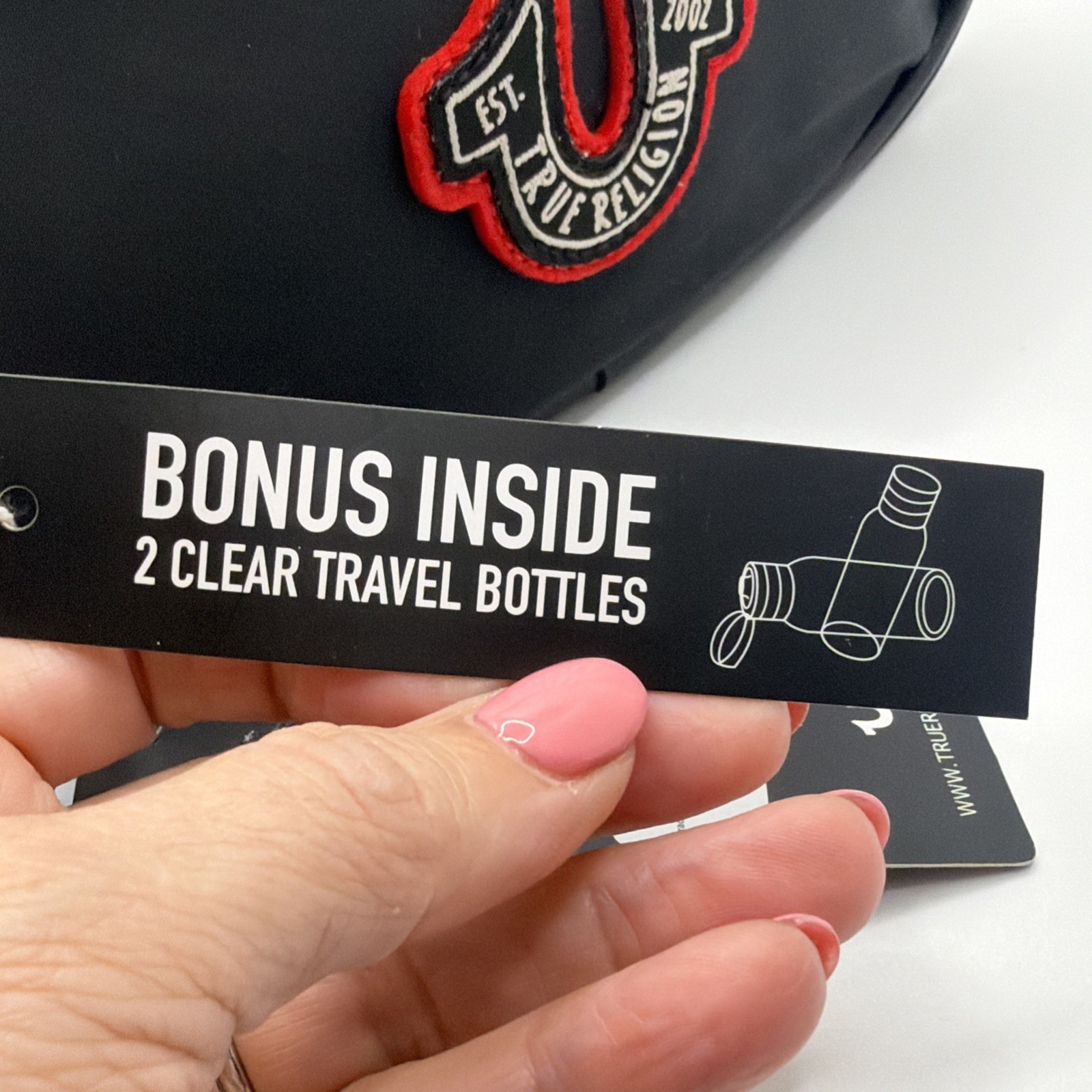 TRUE RELIGION Toiletry Bag PENN Black Red Bonus Travel Bottles BRAND NEW NWT thumbnail 8