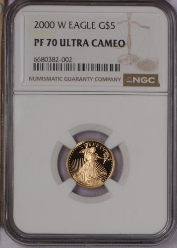 2000-W Gold Eagle 1/10 oz. $5 NGC PF70 Ultra Cameo. Free shipping.