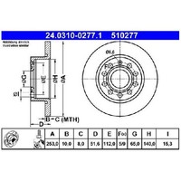 2X Bremsscheibe Hinten FüR VW Caddy 2K 1.2 1.4 1.6 1.9 2.0 07 Bis 15 ATE AZV BLR