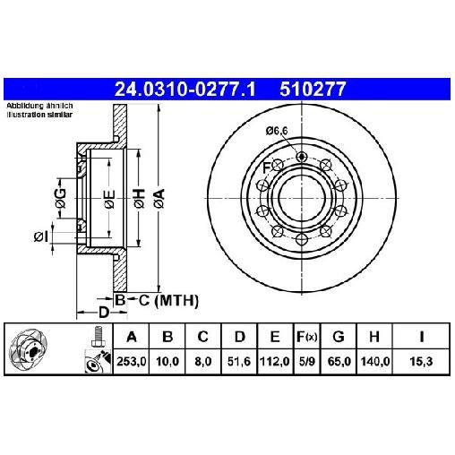 2X Bremsscheibe Hinten FüR VW Caddy 2K 1.2 1.4 1.6 1.9 2.0 07 Bis 15 ATE AZV BLR-image