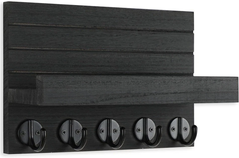 Key Holder for Wall, Decorative Key and Mail Holder with Shelf Has Large Hooks - Image 3 of 4