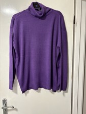 Vintage BHS Purple Roll Neck Knit Jumper UK 14 Oversized Cozy