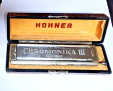 HOHNER CHROMONIKA III HARMONICA No. 280/64 16 HOLE Key of C With Wood Case