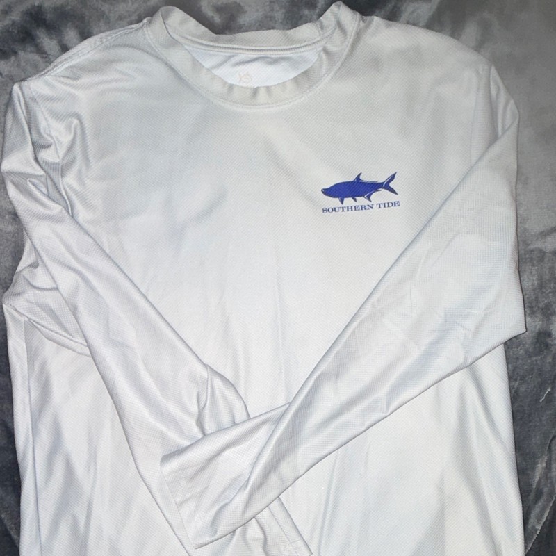 Southern Tide The Skipjack Men's L Grey Long Sleeve Performance Logo Tee