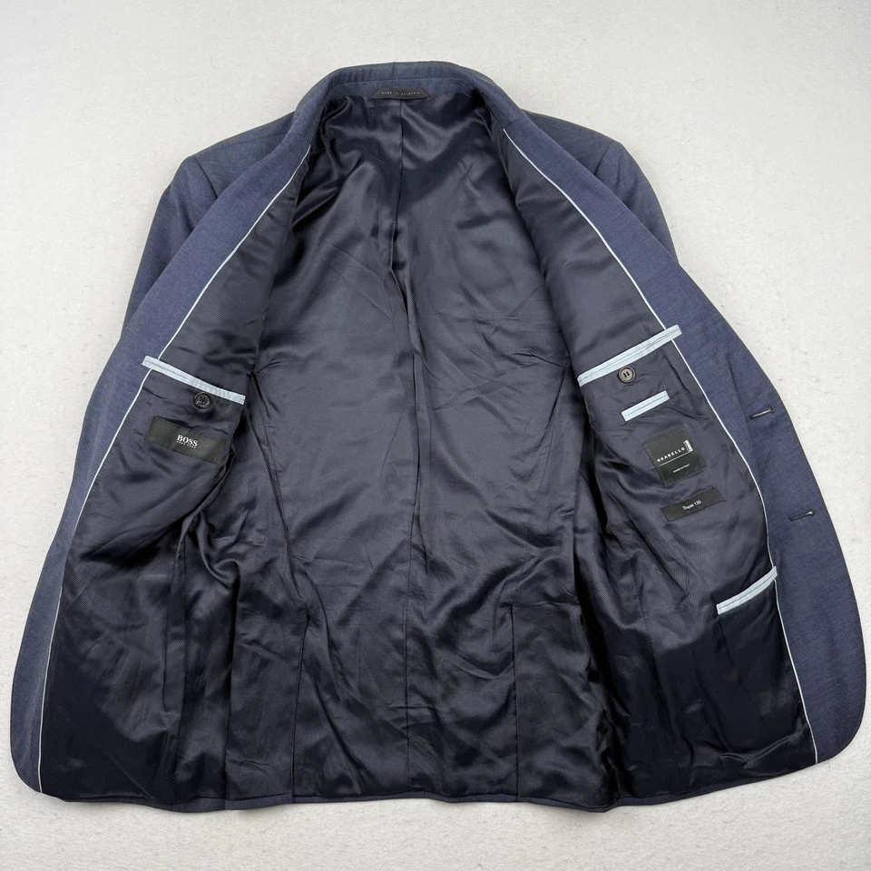 BOSS Hugo Boss Blazer Mens 36S Navy Blue Super 120 Wool Two Button Sport Coat - Image 4 of 4
