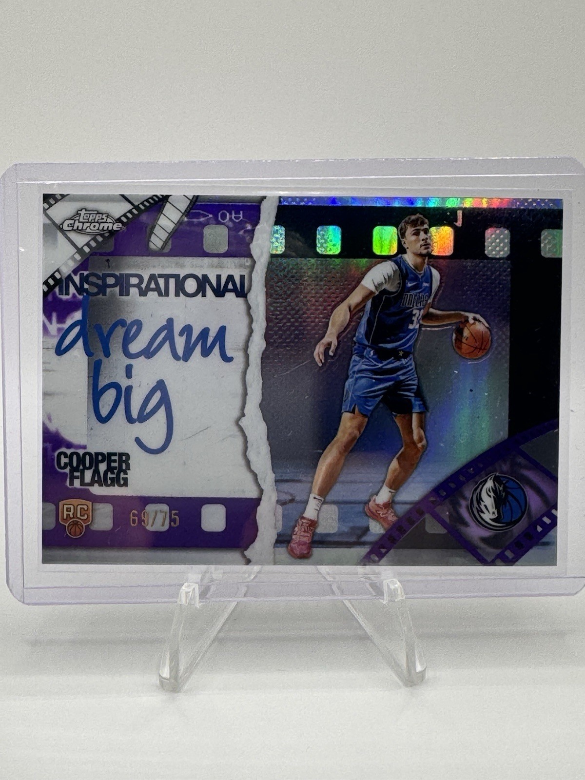 2025-26 COOPER FLAGG Topps Chrome RC Rookie Inspirational PURPLE Refractor 69/75