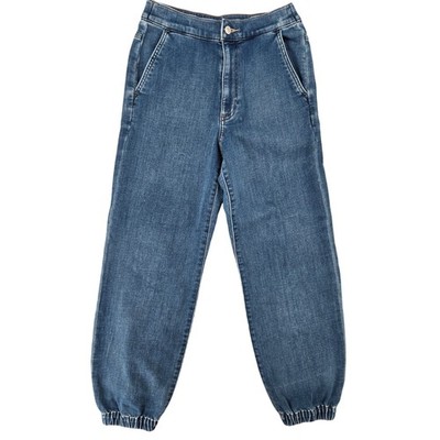 Express Size 4 Jogger Denim Pants Women Super High Rise Medium Wash Streetwear