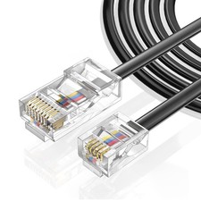 Seefeful 6.6FT-3Pack RJ45 to RJ11 Adapter for Telephone Signal 6.6 FT, Black