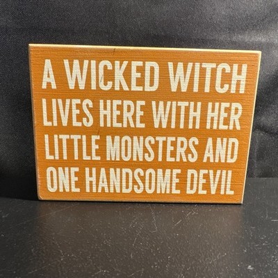 Wood Sign  A Witch Lives Here With Her   5x7 Inches. Quill To Paper By Sixtrees