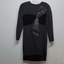 Vintage MIMMINA Made in Italy Black Large Bow Midi Evening Dress 12