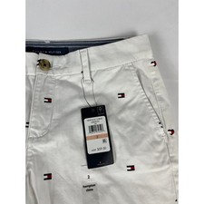 Tommy Hilfiger Women Size 2 Hampton Stretch Slim Chino Pants White All Over Logo