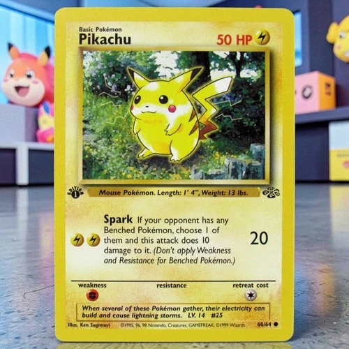1999 Pokemon Pikachu 1st Edition #60/64 Jungle Set Card Near-Mint/Plus See Pics