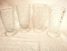 4 Cubist Indiana Whitehall Colony Clear Footed Iced Tea 12 oz Glass Tumbler 6"