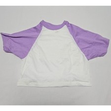 Vintage White Purple Cropped T-Shirt Sportswear USA Made Womens Medium 80s Tee