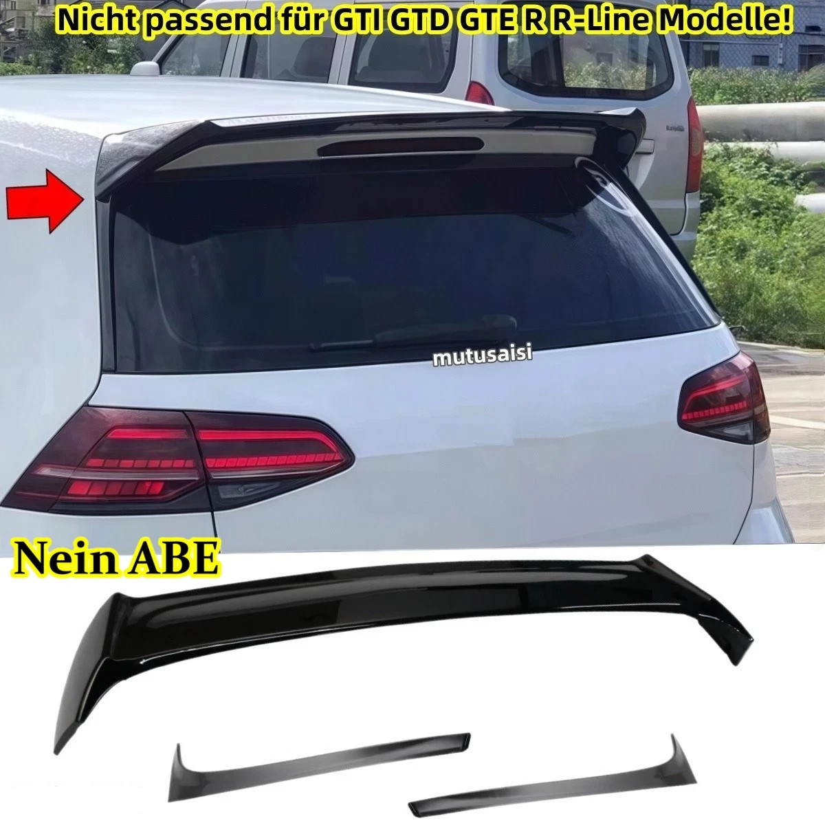 Aileron de toit Golf 7 en ABS premium style sportif pour carrosserie de berline compacte