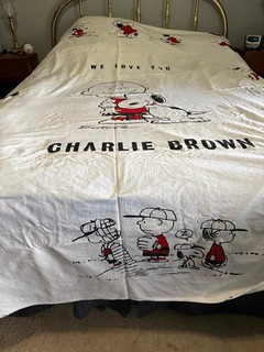 Charlie Brown/Snoopy Twin Bed Sheets Clean 100Inches Long 76 inches wide 1966