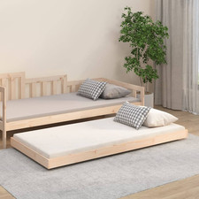 Bed Frame Solid Pine Wood Natural 90x190cm Narrow Twin Slatted Platform Durable
