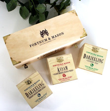 Fortnum & Mason Famous Tea Display Box with 3 Chestlets Wooden Hinged Vintage