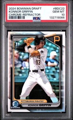 KONNOR GRIFFIN PSA 10 2024 Bowman Draft Chrome Refractor 1st Gem Mint Rookie RC