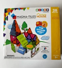 Magna Tiles House 28-Piece Magnetic Construction Set Reusable Magnetic Stickers