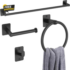 Black Bathroom Accessories Set, 4-Piece Bathroom Hardware Set
