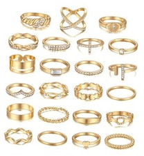 25 Pcs Gold Knuckle Ring Set for Women, Chunky 23 Gold sparkling rings