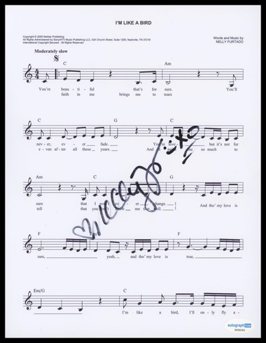 Nelly Furtado "Whoa, Nelly!" AUTOGRAPH Signed 'I'm Like A Bird' Sheet Music ACOA