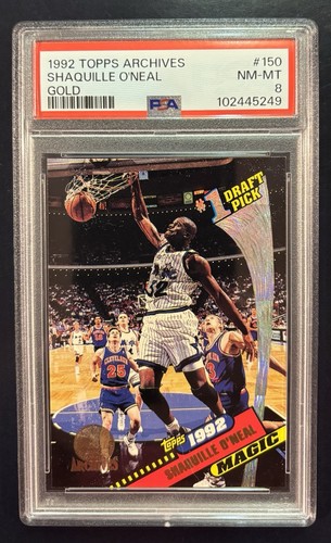 1992 TOPPS ARCHIVES GOLD #150 SHAQUILLE O'NEAL PSA 8 NM-MT SHAQ 🔥🔥