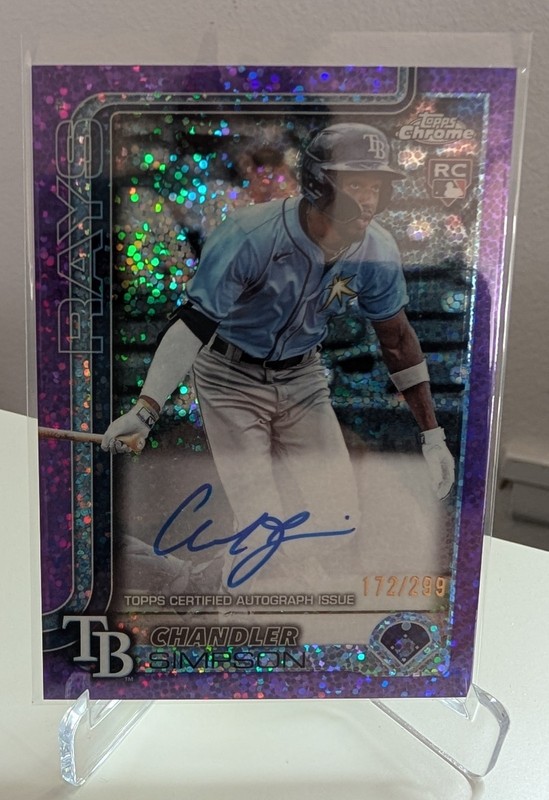 2025 Topps Chrome Rookie Autographs Chandler Simpson #RA-CSI Purple Speckle /299