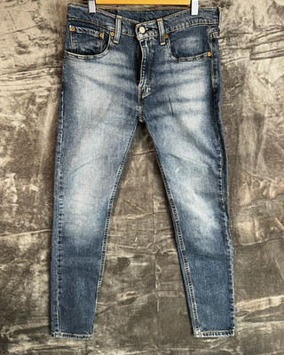 Levi s 512 Slim Taper Herren Jeans W32 Mid Blue Distressed Wash Denim