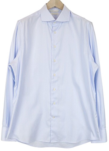 SUITSUPPLY Men's Formal Shirt 43/17 Extra Slim Blue Cotton Striped Twill * - Picture 1 of 7